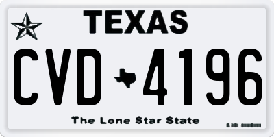 TX license plate CVD4196