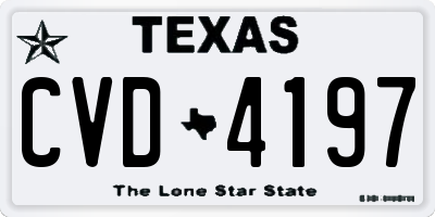 TX license plate CVD4197