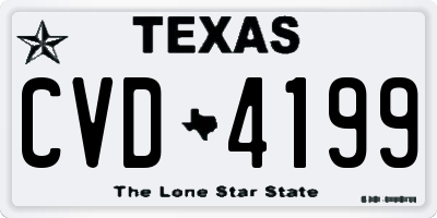 TX license plate CVD4199