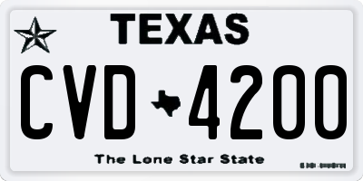 TX license plate CVD4200