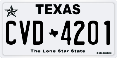 TX license plate CVD4201