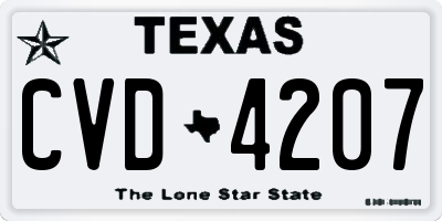TX license plate CVD4207