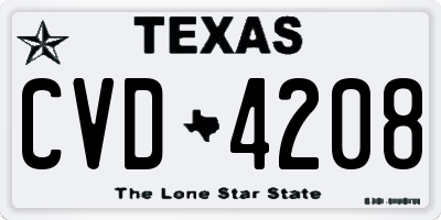TX license plate CVD4208
