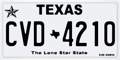 TX license plate CVD4210