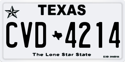 TX license plate CVD4214