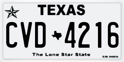 TX license plate CVD4216
