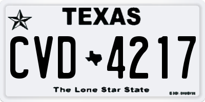 TX license plate CVD4217