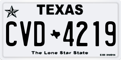 TX license plate CVD4219
