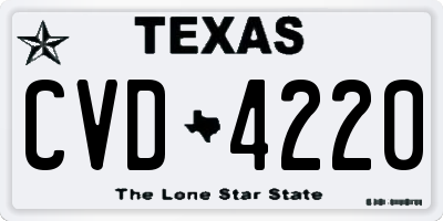TX license plate CVD4220