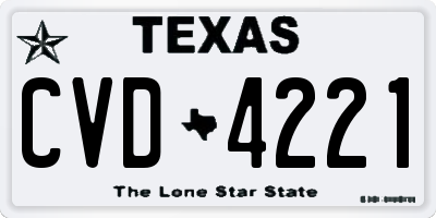 TX license plate CVD4221