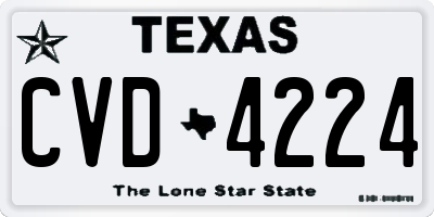 TX license plate CVD4224