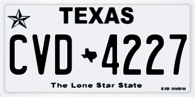 TX license plate CVD4227