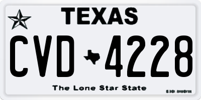 TX license plate CVD4228