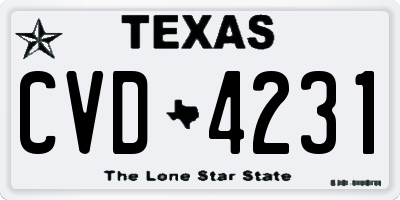 TX license plate CVD4231