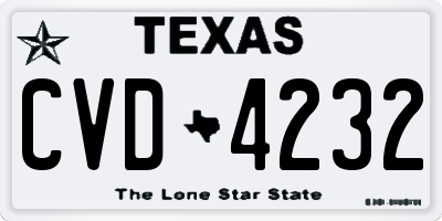 TX license plate CVD4232