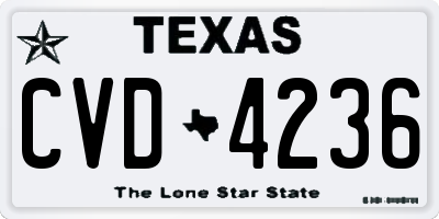 TX license plate CVD4236