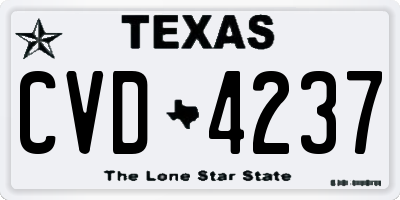TX license plate CVD4237