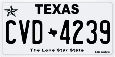 TX license plate CVD4239