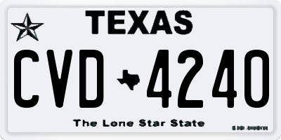 TX license plate CVD4240