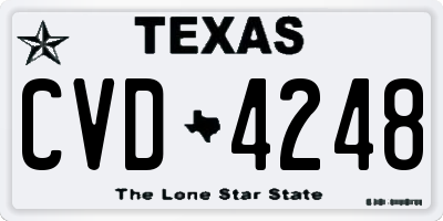 TX license plate CVD4248