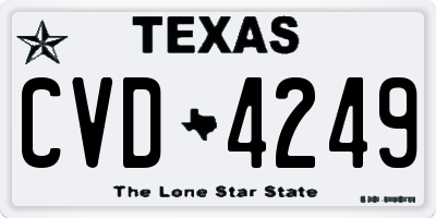 TX license plate CVD4249