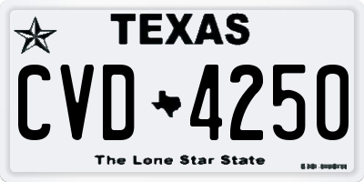 TX license plate CVD4250