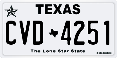 TX license plate CVD4251