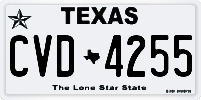 TX license plate CVD4255