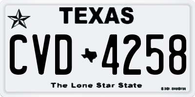 TX license plate CVD4258