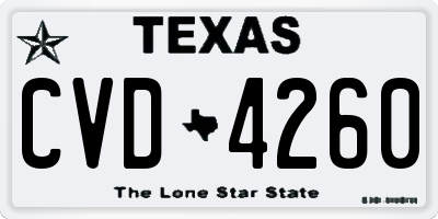 TX license plate CVD4260