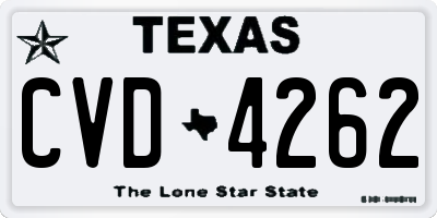 TX license plate CVD4262