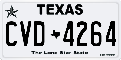 TX license plate CVD4264