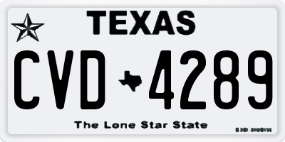 TX license plate CVD4289