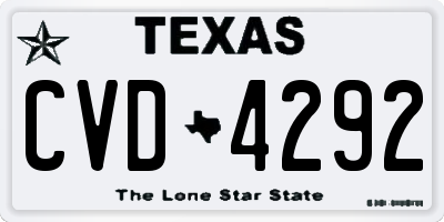 TX license plate CVD4292