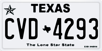 TX license plate CVD4293