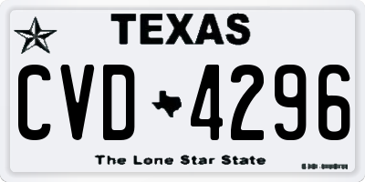 TX license plate CVD4296
