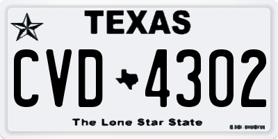 TX license plate CVD4302