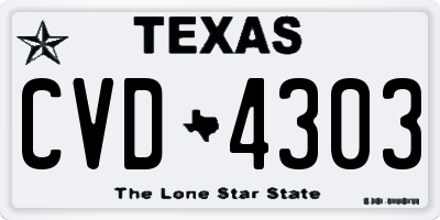 TX license plate CVD4303