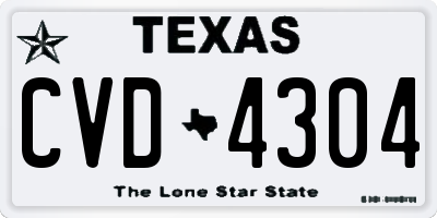 TX license plate CVD4304
