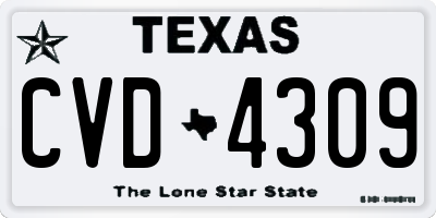 TX license plate CVD4309