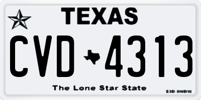 TX license plate CVD4313
