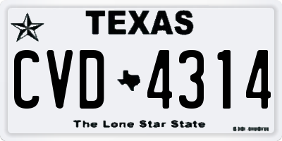 TX license plate CVD4314