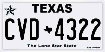 TX license plate CVD4322