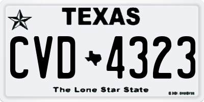 TX license plate CVD4323