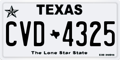 TX license plate CVD4325