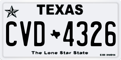 TX license plate CVD4326