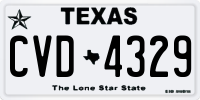 TX license plate CVD4329
