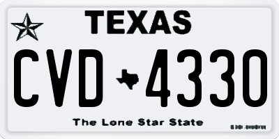 TX license plate CVD4330