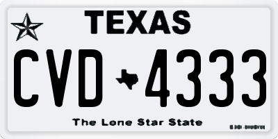 TX license plate CVD4333