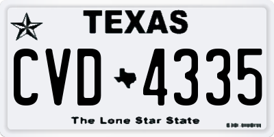 TX license plate CVD4335